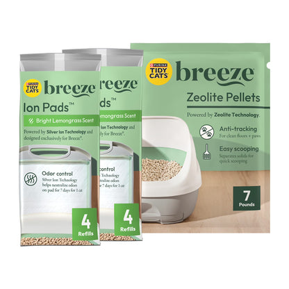 Purina  Breeze Cat Litter System Refill Pack with Ion Cat Litter Pads and Zeolite Pellet Cat Litter