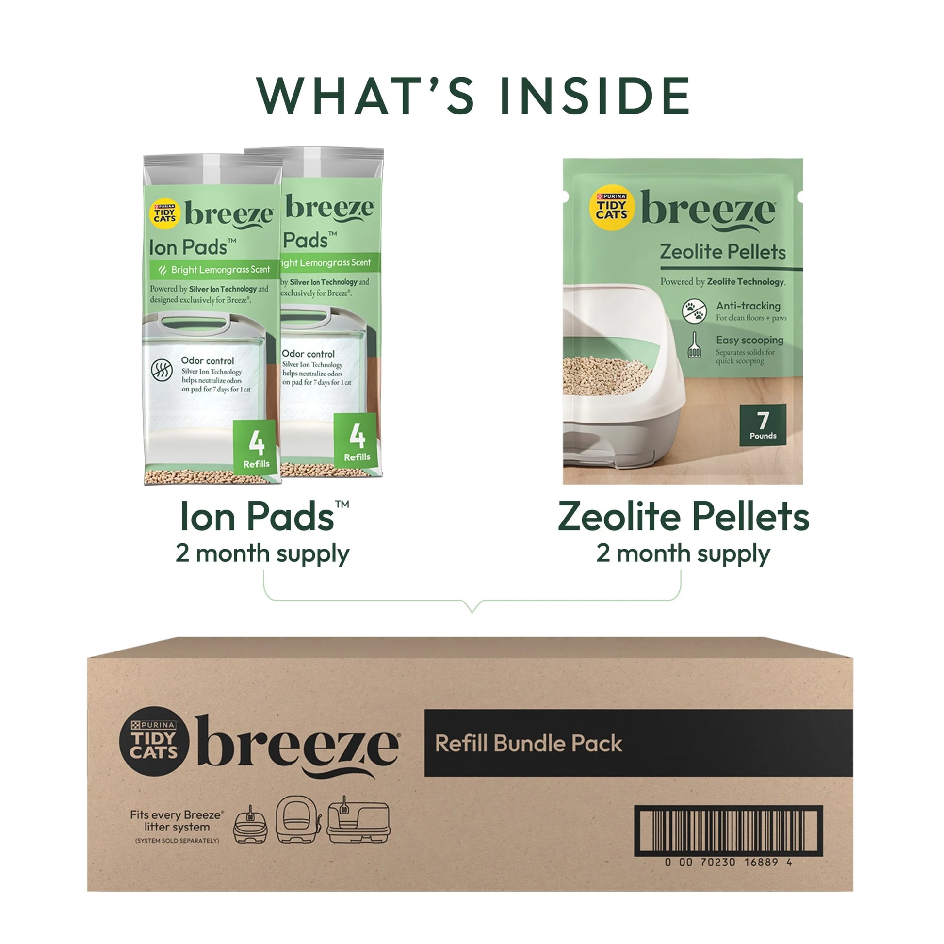 Purina  Breeze Cat Litter System Refill Pack with Ion Cat Litter Pads and Zeolite Pellet Cat Litter