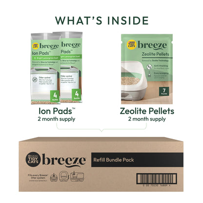 Purina  Breeze Cat Litter System Refill Pack with Ion Cat Litter Pads and Zeolite Pellet Cat Litter